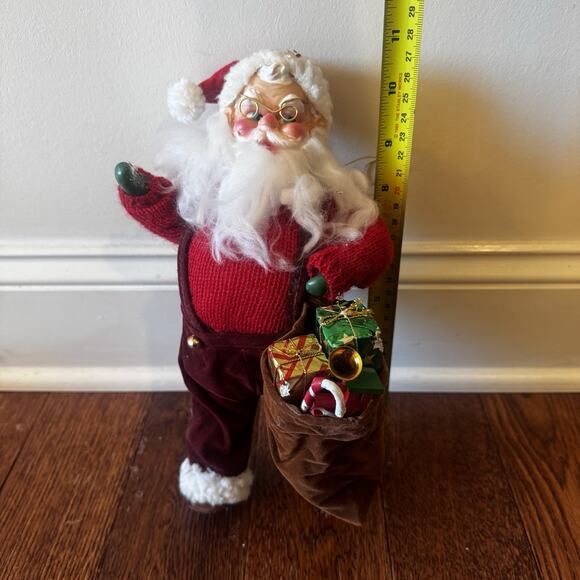 Vintage Santa Claus Christmas Ornament Doll Figure Plastic Face 11" McClures - Picture 9 of 15